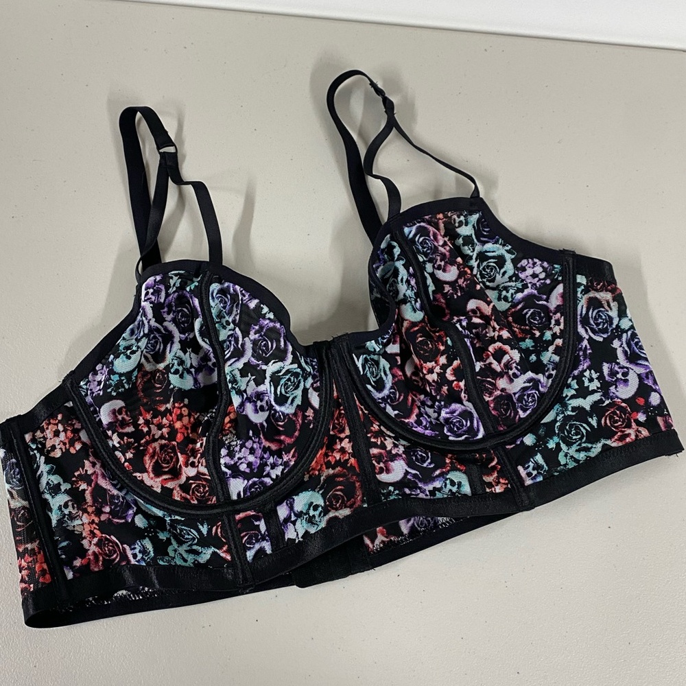 Torrid Floral Skull Balconette Bra Size 2